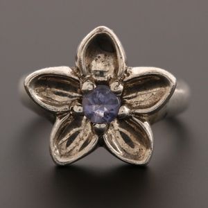 Tiffany & Co Sterling Silver Tanzanite Flower Ring